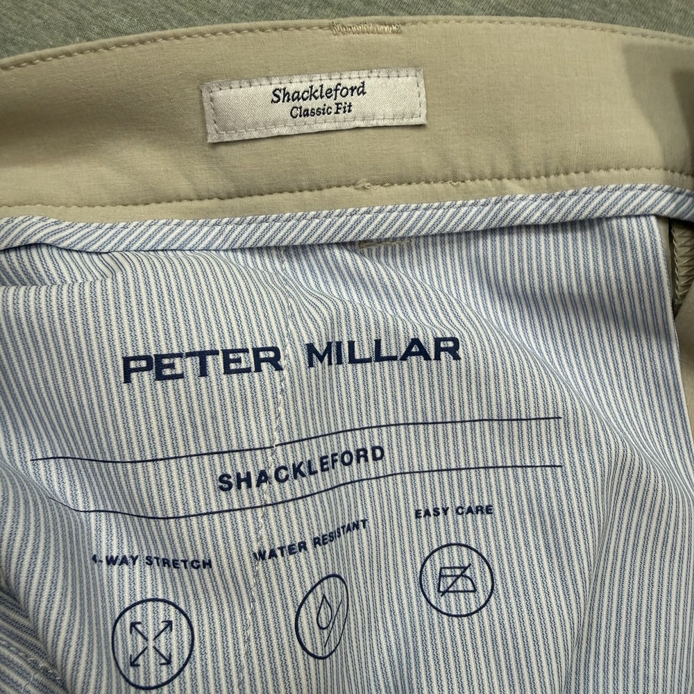 Peter Millar Shackelford Shorts 35 Beige Performance Golf Hybrid Stretch Classic - Picture 8 of 8